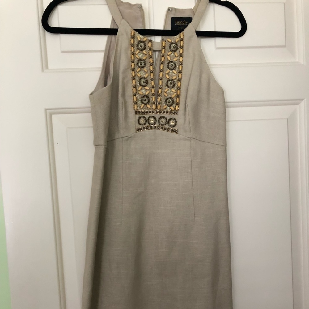 High Neck Classic Beaded Mini Dress
